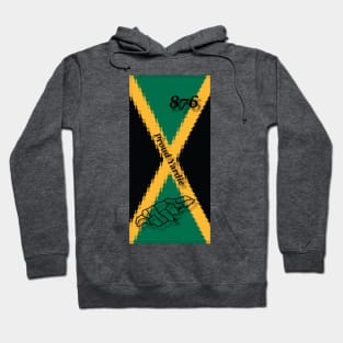 Jamaica Flag Design with Words Proud Yardie and Jamaican Map Outline and Area Code Hoodie